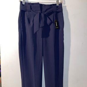 🔺SOLD🔺Express High-Rise Navy Tie-Waist Trousers NWT